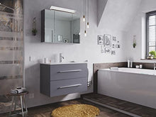 Set di mobili da bagno Firenze 80 2 parti antracite e armadio a specchio