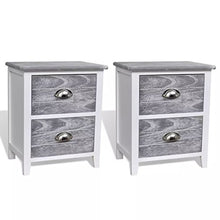 lyrlody, comodino con 2 cassetti, 2 pezzi, comodino, comodino, comodino, tavolino da caffè, grigio e bianco, 38 x 28 x 45 cm
