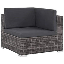Set Divani da Giardino 8 pz con Cuscini in Polyrattan Grigio