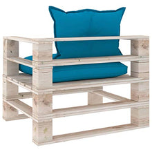 vidaXL Divano da Giardino in Pallet con Cuscini Blu in Legno di Pino