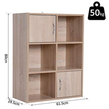 homcom Libreria Scaffale Mobiletto in Legno con 3 Ripiani 4 Scompartimenti e 2 ante, 61.5x29.5x80cm