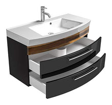 Posseik - Lavabo Rima in Legno, Antracite/Noce, 100 x 50 x 57 cm