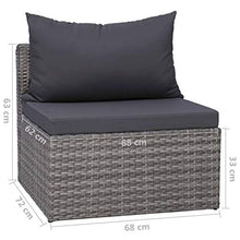 Tidyard Set Divani da Giardino 5 pz con Cuscini in Polyrattan,Poltrone e Tavolino Grigio