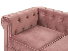 Beliani Divano a 3 Posti in Velluto Rosa Gambe Nere Moderno Chesterfield