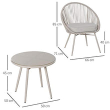 Set Salotto da Giardino 2 Poltrone e Tavolino in Rattan Bianco Crema