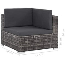 Festnight Set Divani da Giardino in Polyrattan, Set di Mobili da Giardino, Set Divano Esterno con Cuscini Grigio 8 pz