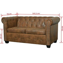 vidaXL Divano Chersterfield a 2 posti Imbottito Pelle Artificiale Marrone Sofa