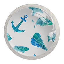 Maniglie per cassetti Manopole per cassetti Manopole rotonde Confezione da 4 per armadietto, cassetti, cassettiere, cassettiere ecc. Marinaio di ancore di conchiglie di pesce