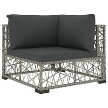 SKM Set Divani da Giardino 5 pz con Cuscini in Polyrattan Grigio