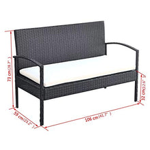 FAMIROSA Set Divani da Giardino 4 pz con Cuscini in Polyrattan Nero-2673