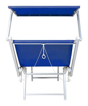VERDELOOK Lettino da Mare con Parasole, Struttura in Alluminio Telo in textilene, 186x61x38 cm, Blu