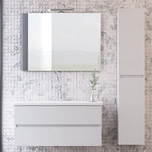 bonussi Mobile Bagno Sospeso 130 cm Lavabo Specchio e Pensile Bianco Larice