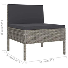 Festnight Sedie da Giardino 3 pz con Cuscini in Polyrattan, Set Divano Esterno, Set di mobili da Giardino in Rattan Grigio,Include:3 Divani centrali,3 Cuscini per la Seduta,3 Cuscini per Lo Schienale