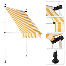 GOTOTOP - Tenda parasole retrattile per finestre, altezza regolabile, 2-3 m, per esterni, per balcone e terrazza, colore: giallo e bianco