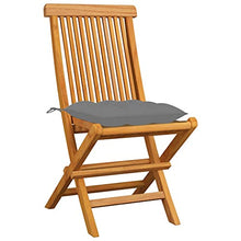vidaXL Sedie da Giardino con Cuscini Grigi 4 pz Massello di Teak