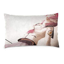 Uosliks Angel Beats Anime Red Head Simple Background Anime Rectangle Standard Size Zippered Bedding Set Pillow Case Two Sides
