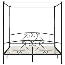 SKM Letto a Baldacchino Nero in Metallo 200x200 cm