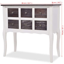 vidaXL Tavolo consolle in legno con 6 cassetti bianco