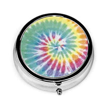Tye Dye Art - Contenitore rotondo per pillole a 3 scomparti, in metallo, per medicina e vitamina