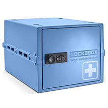 Lockabox One™ | Contenitore con serratura compatto e igienico per alimenti, medicinali e sicurezza della casa (Medi Blue)