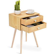 COSTWAY Comodino, Tavolino con 2 Cassetti in MDF Ecologico e Resistente, Naturale (2 cassetti)