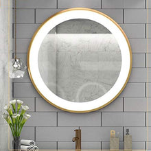 XQAQX Specchio da Parete Specchio da Bagno Bagno Specchio Rotondo a Parete Specchio LED Trucco dello Specchio della Struttura del Metallo Camera da Letto Decorazione del Salone D12054