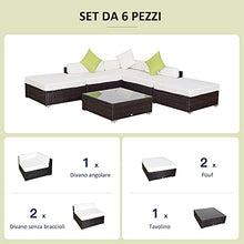 Outsunny Mobili da Giardino in Rattan PE con Divano Angolare e Pouf con Cuscini Telaio Set da 18 Pezzi, Marrone