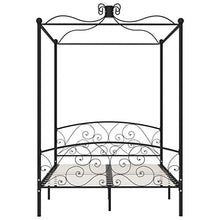 SKM Letto a Baldacchino Nero in Metallo 140x200 cm (28.2kg)