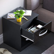 Marchio Amazon - Movian Lucido 2 Cassetti Comodino, Nero, 47 x 40 x 36 cm