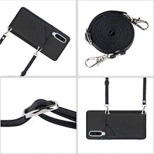 Lanyard - Custodia a portafoglio per Huawei P30, colore: Nero