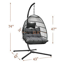 Xhtoe Sedia Amaca Sedia A Dondolo con Supporto E Cuscino per Sedia Grigio Scuro per Esterni in Vimini A Goccia Comfort E Durata