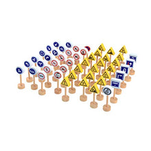 Toyvian Set da Gioco in Legno per Segnaletica Stradale per Bambini Modello di Segnale Stradale Compatibile con Blocchi di Marche di Treni Set di Giocattoli Educativi Precoci Del Traffico 50 Pezzi