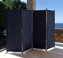 QUICK STAR Paravento da Giardino 220 x 165 cm 4 parti pieghevole Divisorio in Tessuto Balcone Protezione della Privacy Nero