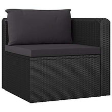 SKM Set Divani da Giardino 7 pz con Cuscini in Polyrattan Nero (79.8kg)