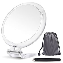 Specchio portatile a due lati, ingrandimento 20x / 1x, 12.7 cm, specchio da trucco pieghevole con palmare / stand, uso per applicazione di trucco (Trasparente-2)