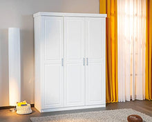 Inter Link Armadio Moderno con Ante Battenti Pino Massiccio con Vernice Resistente, Bianco