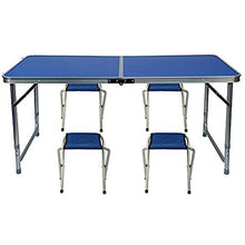 Rund 1,2 Metri Tavolo Pieghevole in Lega di Alluminio da Esterno Portatile Portatile Evento Portatile Tavolo da Pranzo Semplice Tavolo da Pranzo Altezza Regolabile(Color:Blu)