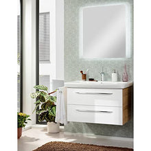 FACKELMANN Set di mobili da bagno sospesi, 3 pezzi, Milano con lavabo da 80 cm e specchio da bagno a LED