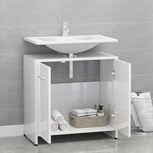 Armadio da bagno, 60 x 33 x 58 cm, colore: bianco lucido