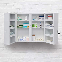 Relaxdays Armadio Porta Farmaci da Muro, 11 ripiani , Metallo, 53 X 53 X 20 cm, Bianco