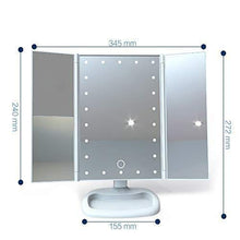 Specchio per il trucco Specchio per il trucco Specchio per il trucco illuminato, 22 LED Specchio per il trucco con luci, Specchio luminoso cosmetico, Touch screen di ingrandimento Tri-Fold 2X 3X Ingra