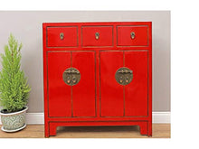 Yajutang - Cassettiera cinese con 3 cassetti, 4 ante, colore: Rosso