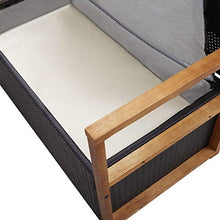 OUSEE Cassapanca 110 cm in Polyrattan e Legno Massello di Acacia Nero
