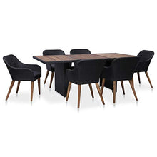 SKM Set da Pranzo da Giardino 7 pz con Cuscini in Polyrattan Nero (72.1kg)