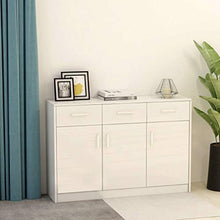 Tidyard Credenza con 7 Cassetti Bianca 50x34x96 cm in Truciolato, Credenza Cucina Moderna, Cassettiera per Salotto e Cucina