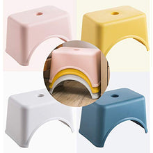 Sgabello in plastica, sgabello basso quadrato ispessito (per adulti e bambini), robusto, adatto per soggiorno, bagno, esterno, ecc, Con tappetino antiscivolo/rosa / 28x18x20cm