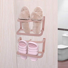 Tarente Doppio Strato Plastic Autoadesivo Pantofole Autoadesivo Portacandetto Organizzatore del Rack (Rosa)