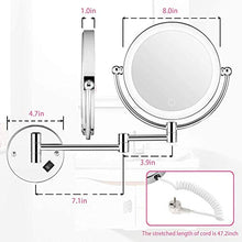 MRJ Specchio Trucco con Ingrandimento 5X/1X Specchio Parete LED Specchio Estensibile da Bagno Rotazione a 360° Ideale per Bagno Hotel Spa, EU Plug