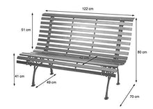 Mendler Panca panchina da Giardino terrazza HWC-F97 Legno ghisa ~ 2 posti 122cm Marrone
