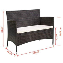 vidaXL Panchina da Giardino 106 cm in Polyrattan Marrone
